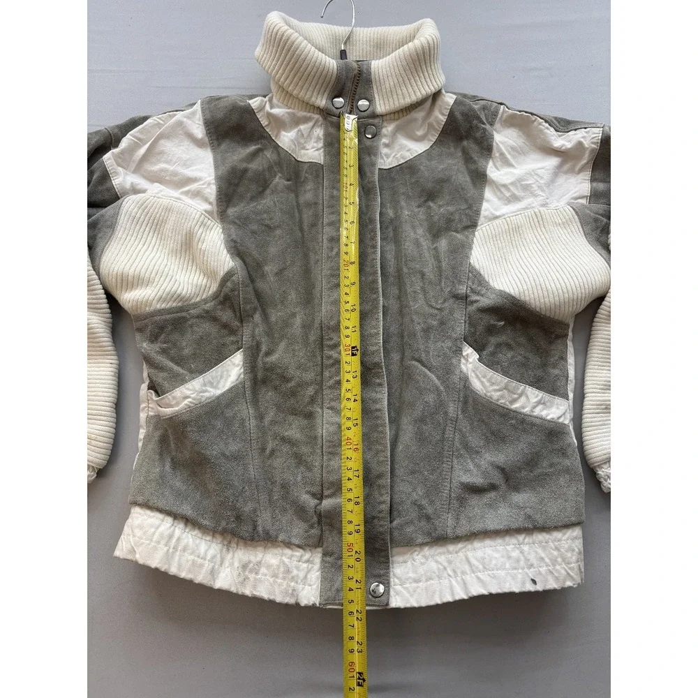 Vintage 80s Outerbound by HMS Suede Quilted Winter Ski Jacket Gray White L